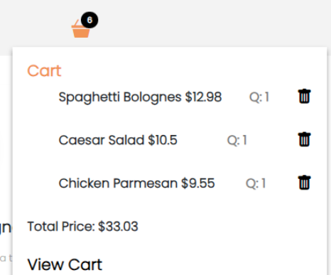 Screenshot with Cart