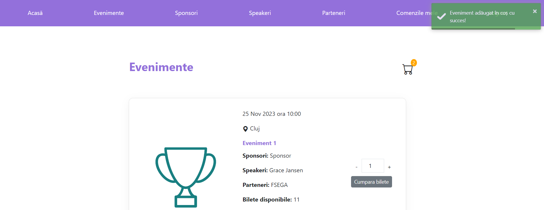 Screenshot with Events